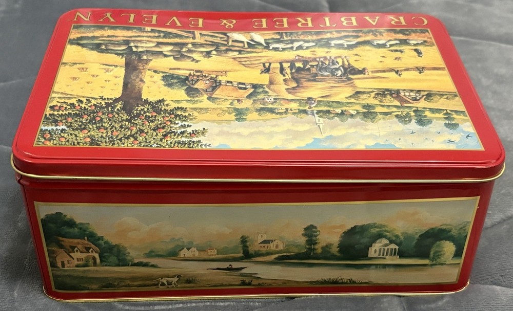 VTG Crabtree & Evenlyn Decorative Storage Tin 10.5” X 7” EMPTY
