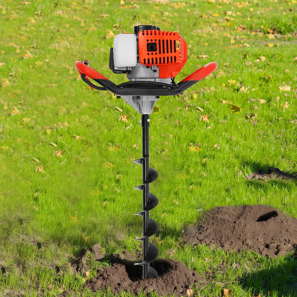 2-Stroke 52CC Gas Powered Earth Auger Digging Machine Post Hole Digger w/ 3 Bits