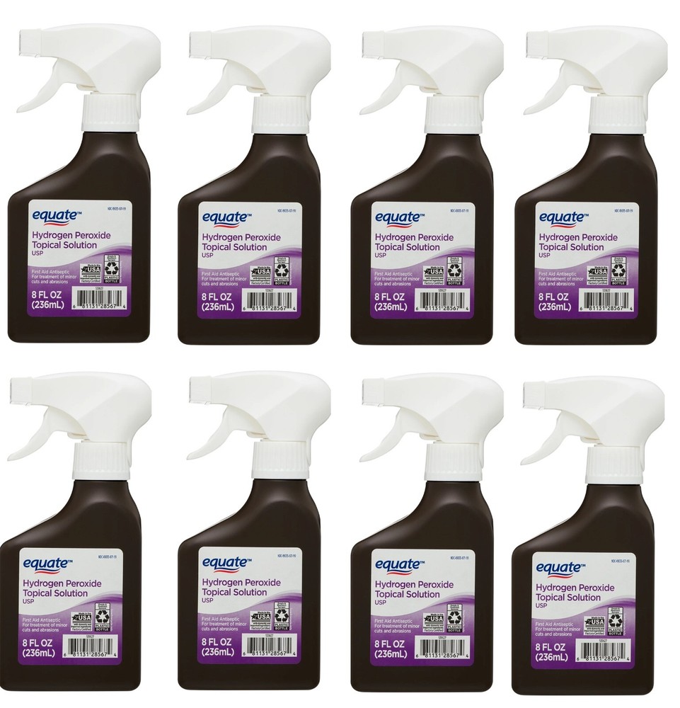 Equate 3% Hydrogen Peroxide Topical Antiseptic Spray - 8 Pack, 8 oz Each Bottle