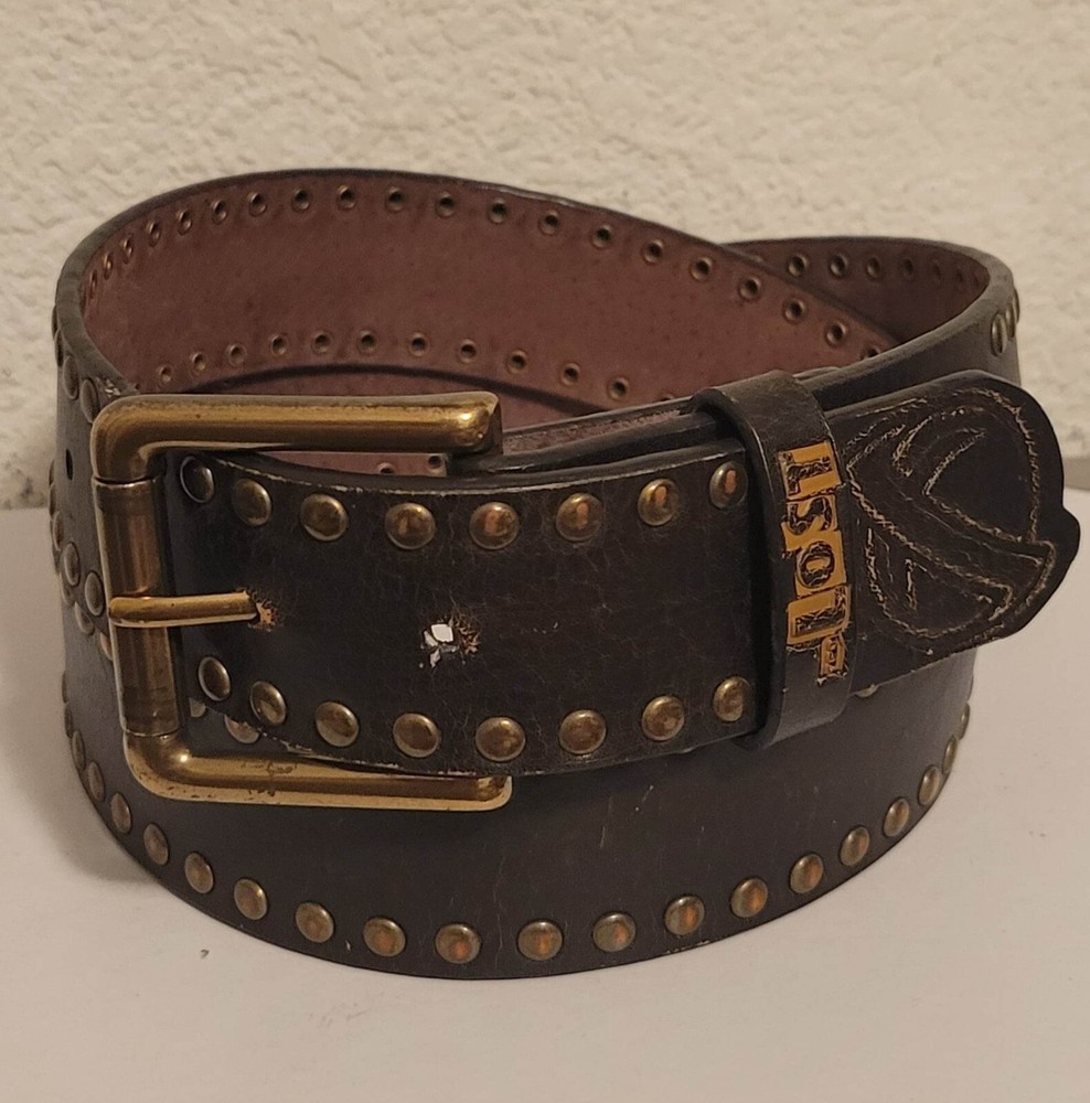 Vintage LOST® Studded Leather Belt – Size Medium (34–39)