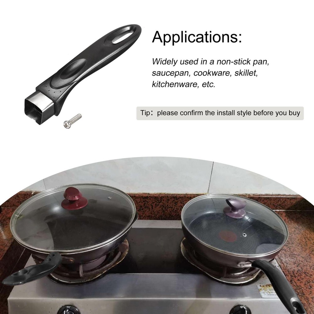 Nonstick Pan Handle Stainless Steel Handle Black 178mm/7inch