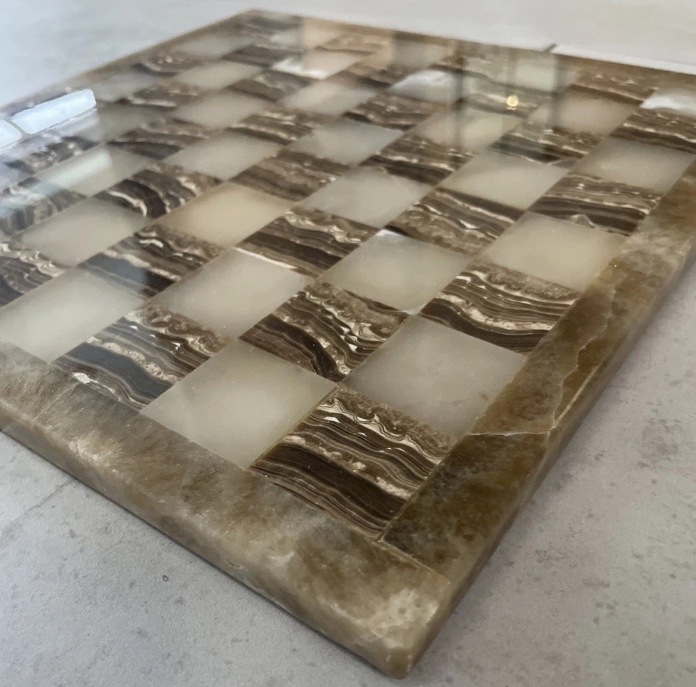 MIDCENTURY ONYX MARBLE CHESS SET COMPLETE ALL PIECES