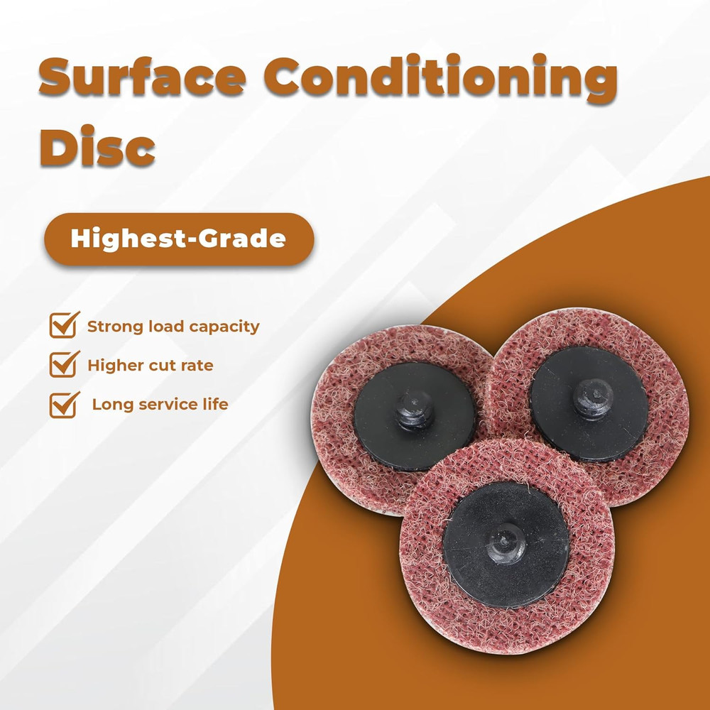 50Pcs 2 Inch Maroon Quick Change Surface Prep Conditioning Discs, R-Type Medium