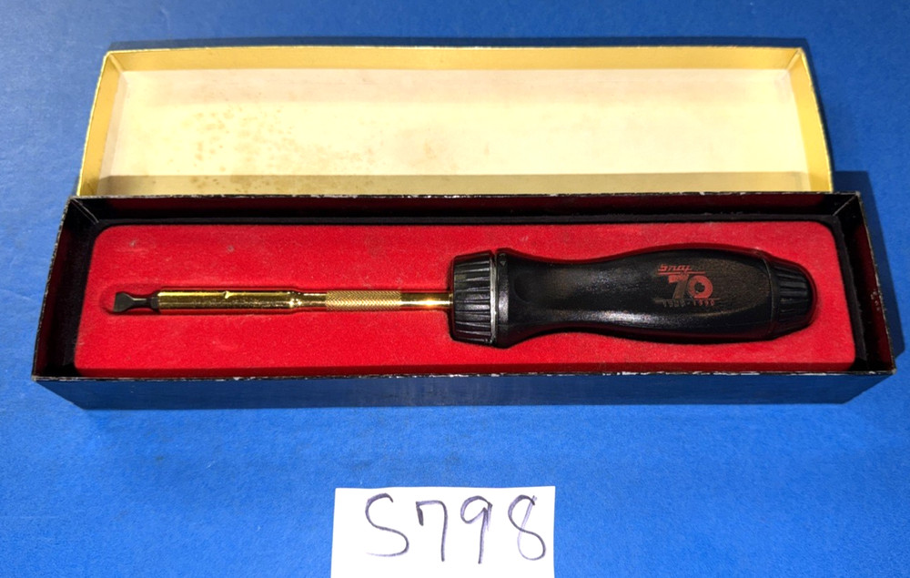 SNAP-ON TOOLS 70 ANNIVERSARY RATCHETING SCREWDRIVER BLACK HANDLE WITH BOX