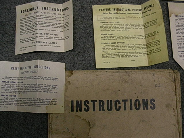 1945 Bally VICTORY SPECIAL Schematic & service information