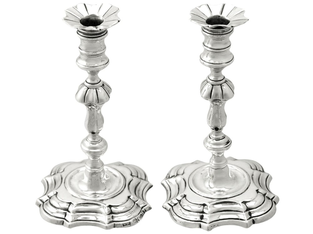 Victorian Sterling Silver Taper Candlesticks 1800s
