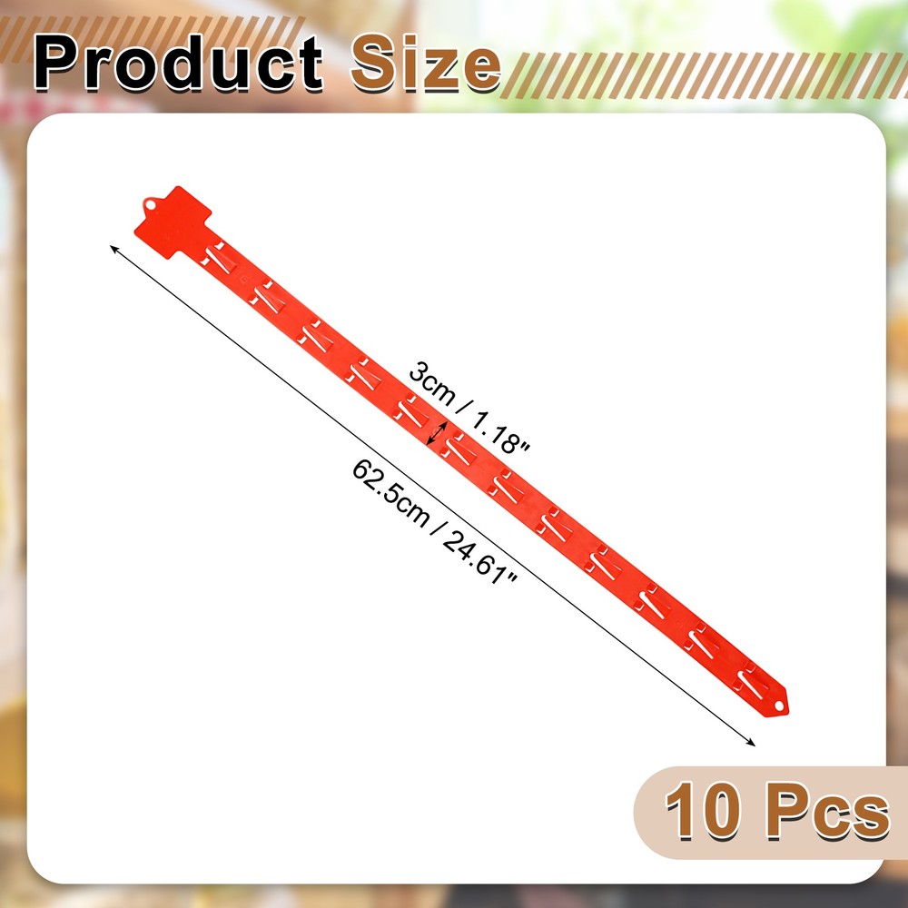 10Pcs Hanging Merchandise Strips, 24.61" Display Rack Stand, Red