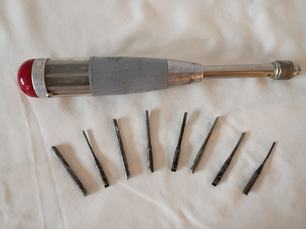 Vintage Craftsman Push Drill with 8 Bits EUC