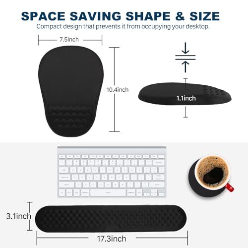 Ergonomic Mouse Pad and Keyboard Wrist Rest with Massage Design Space-Saving ...