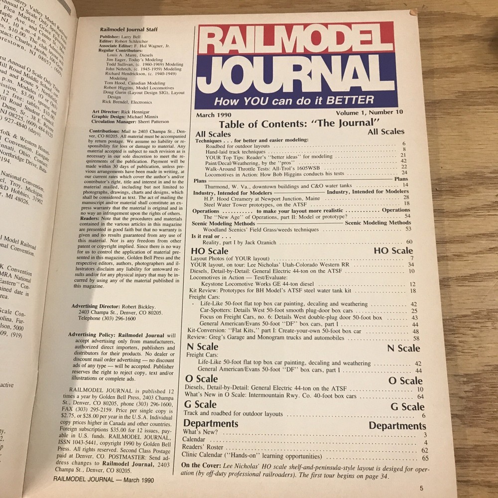 RailModel Journal March 1990 Free Decals Included