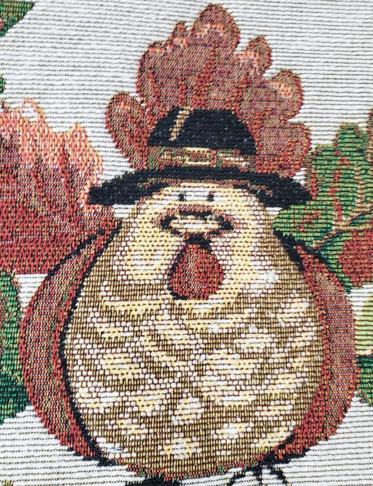 Long Tapestry Table Runner, 13"x72",FALL,THANKSGIVING,TURKEY, GOBBLE! GOBBLE!,HC