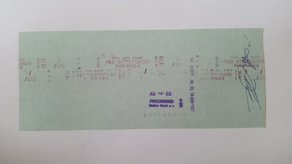 E. Gene Fleishmann: 1978 Pittsburgh Pirates Expense Check