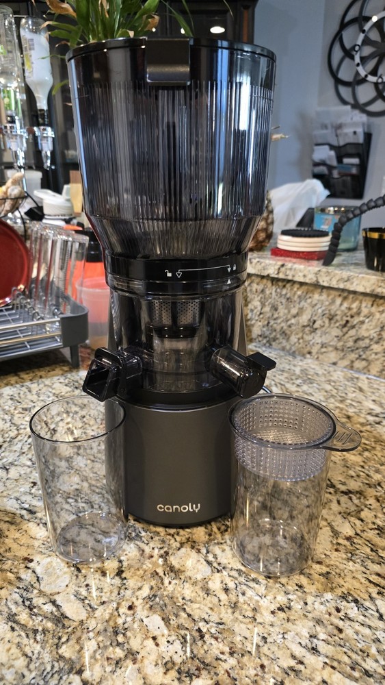 Canoly Masticating Juicer Electric Black with Motor Base, Containers, Filter