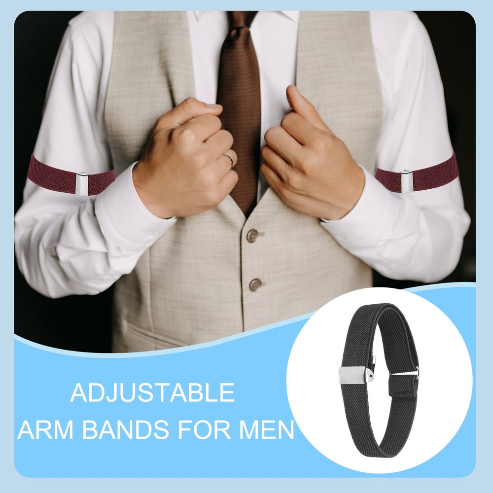 Elastic Adjustable Armband, 2Pcs Elastic Armbands for Sleeves, Black