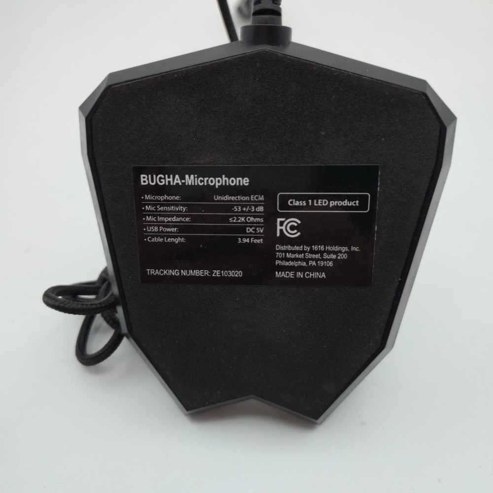 Bugha Color Changing LED Gaming Microphone for PC Hands Free Black