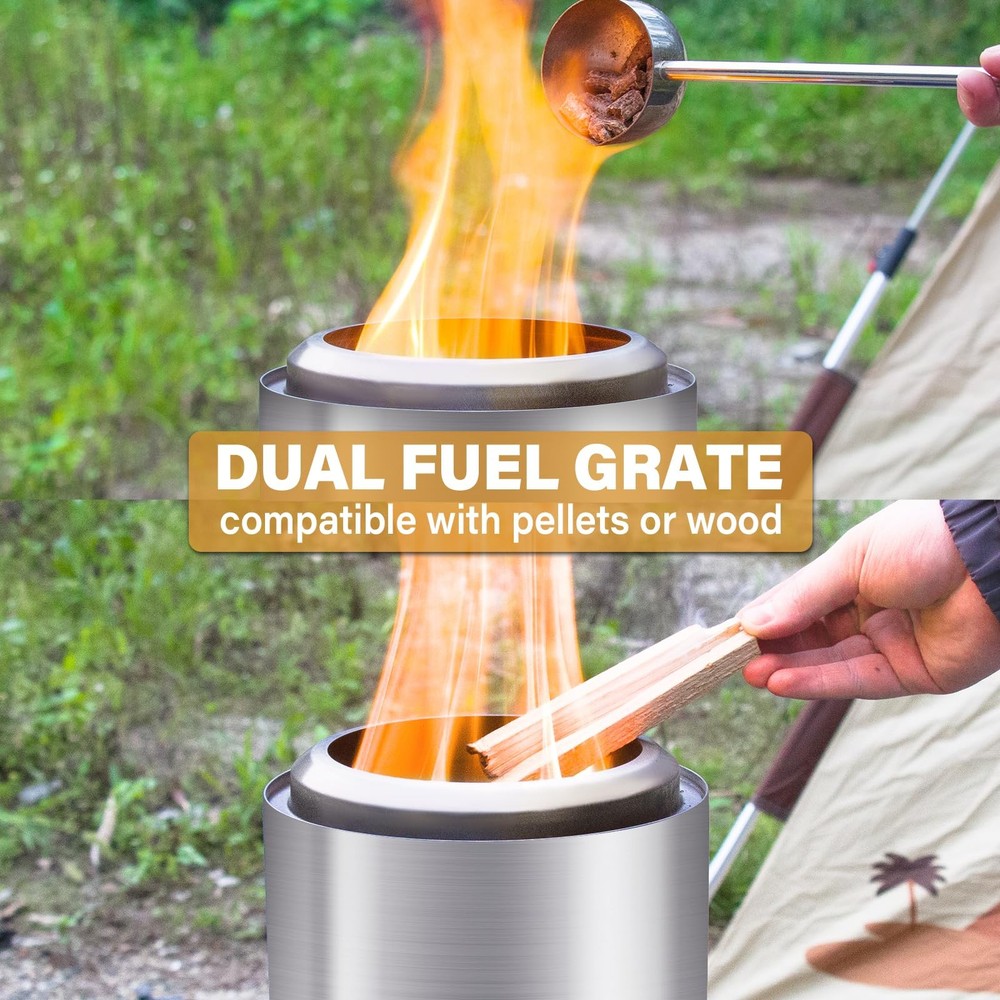HGD Tabletop Fire Pit, Smokeless Firepit 8.0H x 5.5D Tabletop, Silver