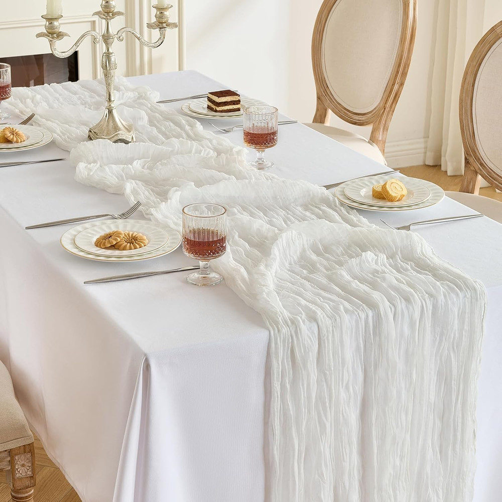 1 Pack Cheesecloth Table Runner -10FT Ivory White Boho Gauze Cheese Cloth Table