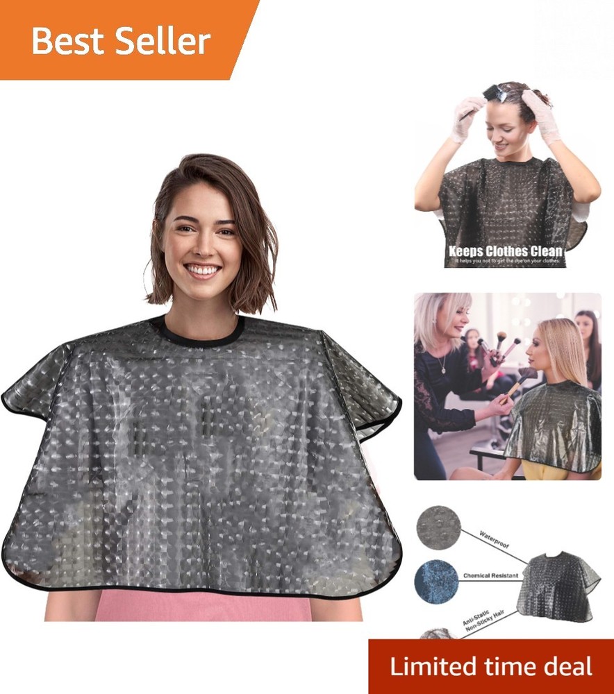 Solid Black Waterproof Salon Cape - Versatile Hair Styling Apron for All Ages