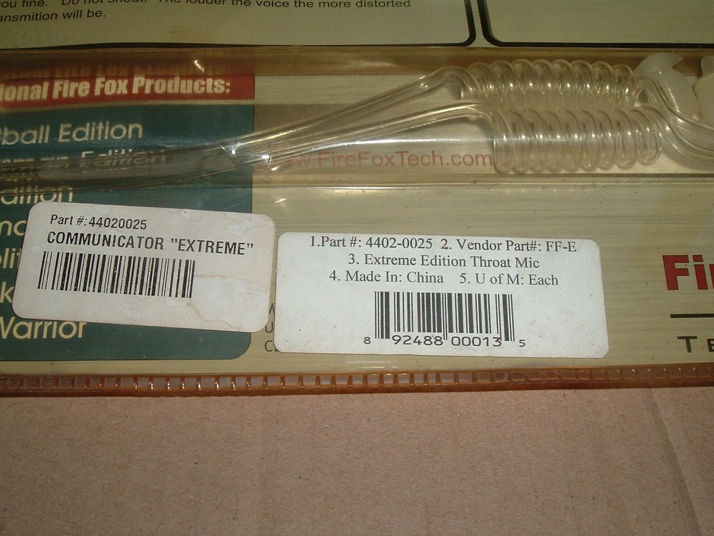Fire Fox Technologies Throat Mic Communicator Extreme Edition p/n 44020025