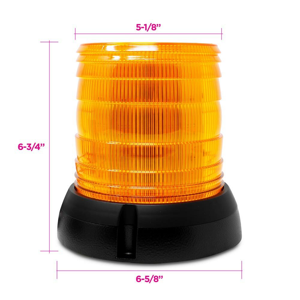 High Profile Amber LED Light Beacon & Aluminum Mirror Mount Bracket Kit