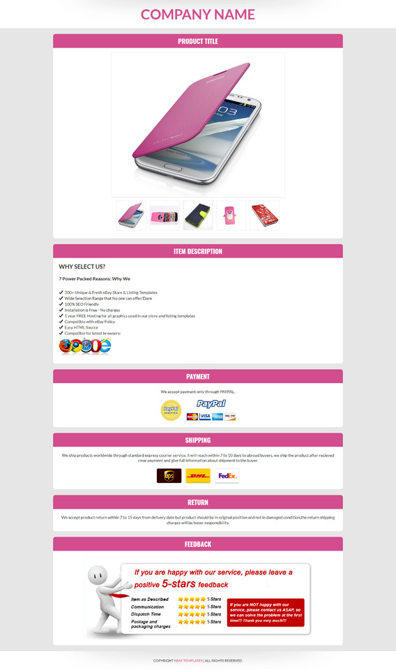 eBay Mobile Responsive Template Auction Listing Professional 2025 Design HTML