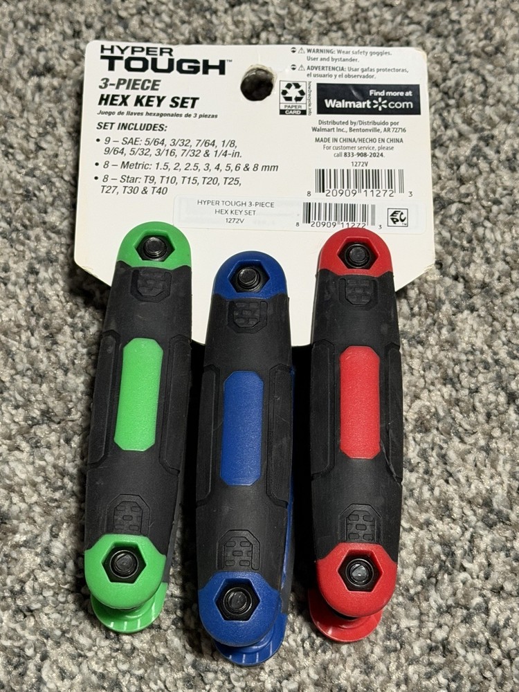 Hyper Tough 3-Pack Folding Hex Key Set with SAE Metric and Star