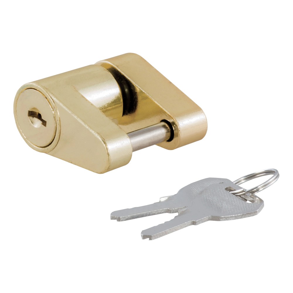 Curt Coupler Lock (1/4" Pin, 3/4" Latch Span, Padlock, Brass-Plated)