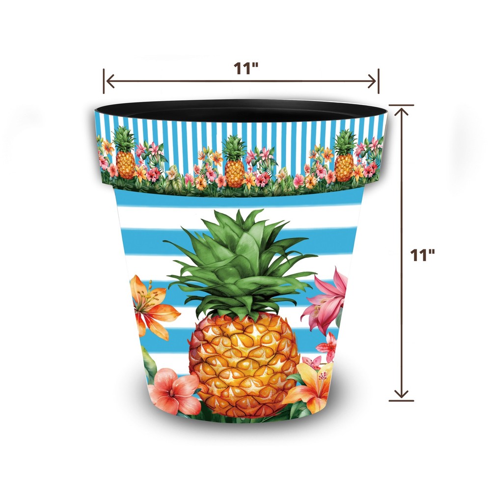 Briarwood Lane Spring Pineapple & Stripes Medium Planter 11" Diameter