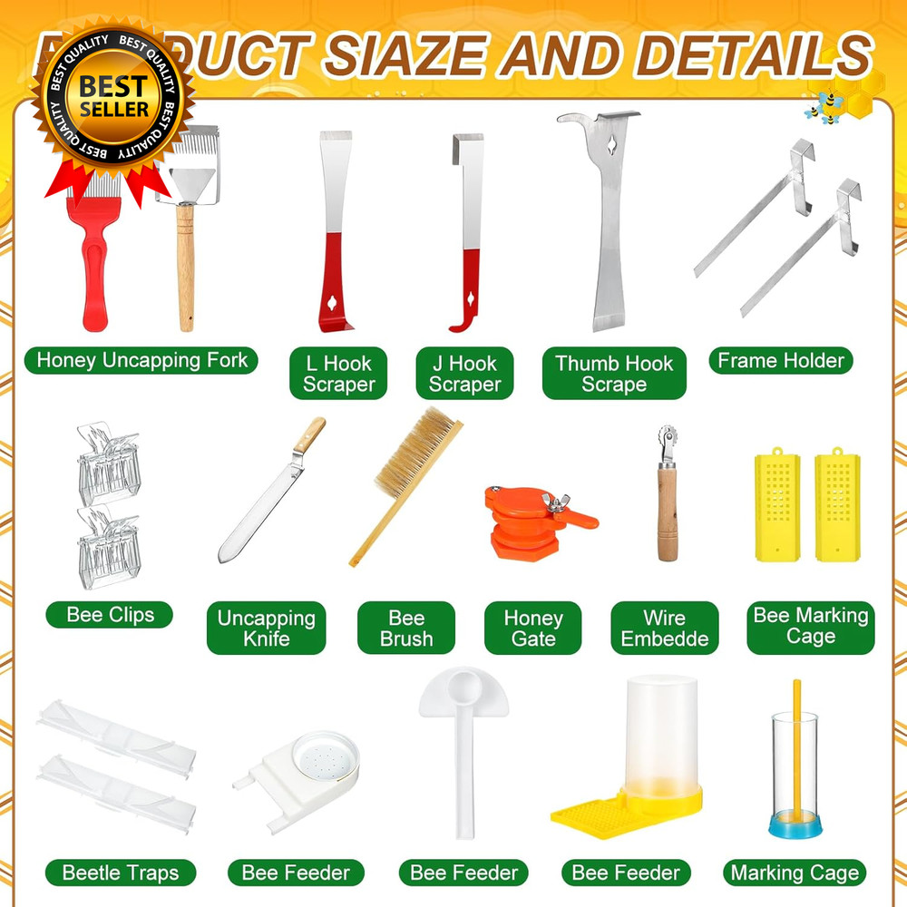 30 Pcs Beekeeping Supplies Tools Bee Suit Bee Keeping Starter Kit Bee Keeper
