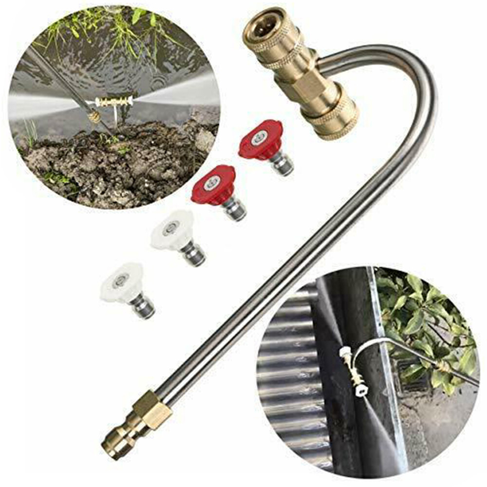 Gutter Cleaner Attachment For Pressure Washer W/ 4 Nozzles Tips 1/4" Accessory