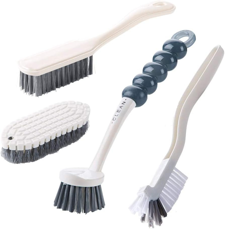 Multi-Purpose Scrub Brush Set - 4 Pack Kitchen Cleaning Brushes with Stiff Brist