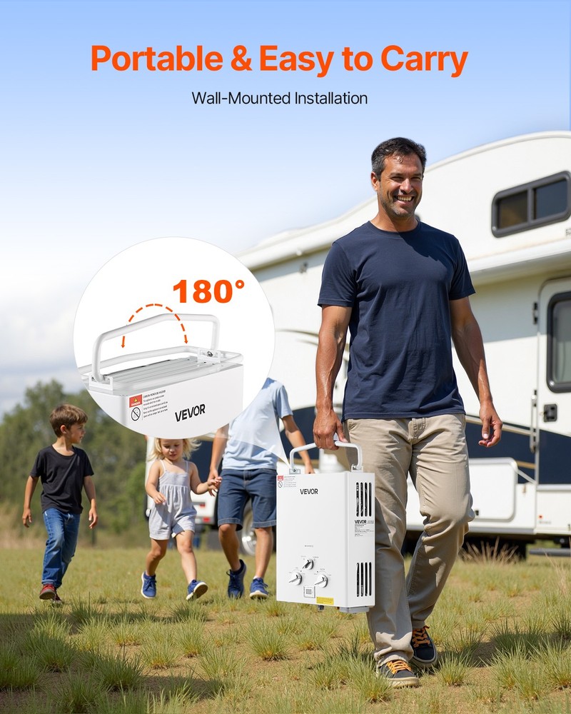 VEVOR Portable Propane Water Heater 5L Tankless with Water Pump for RV Camping