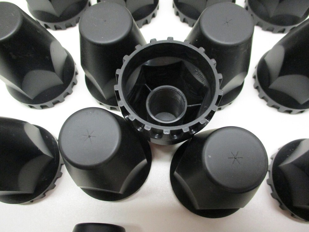 (20) Wheel Lugnut Black Plastic 33mm Thread On Nut Covers Caps / 2 3/4"