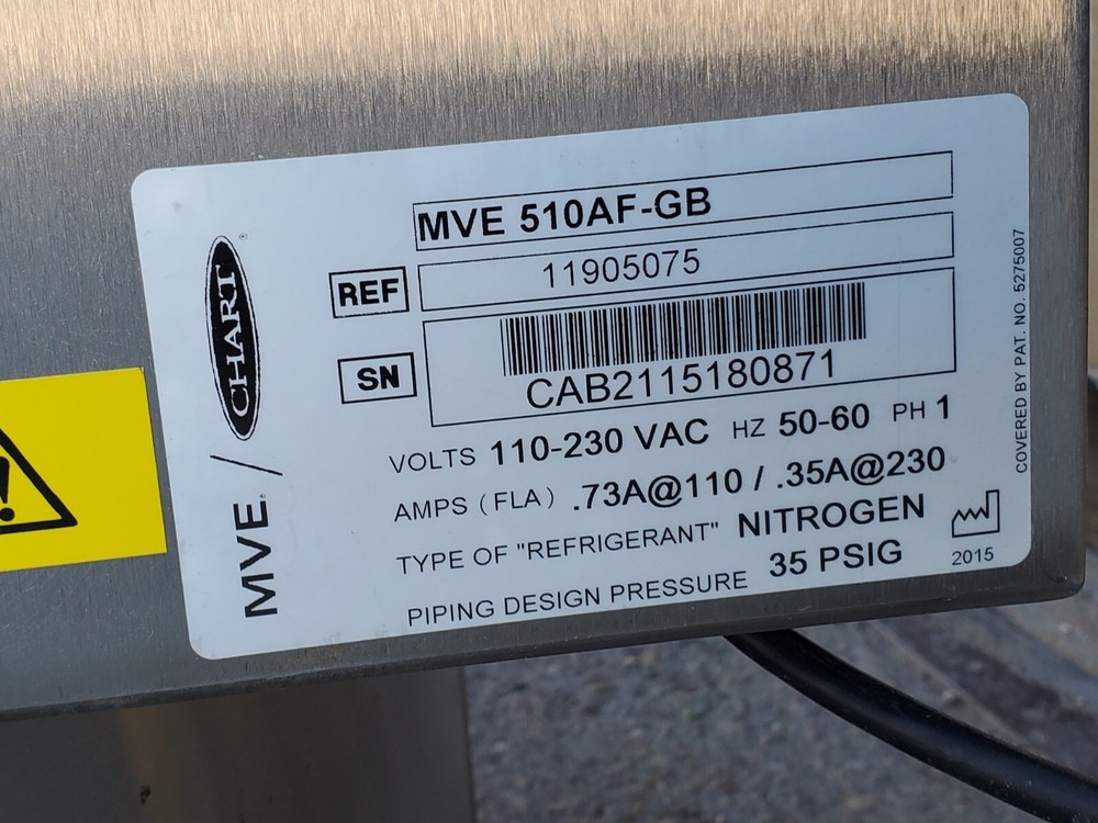MVE 510AF-GB Liquid Nitrogen LN2 Freezer - No Controller