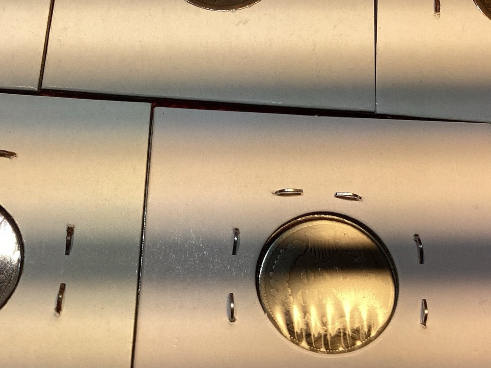 FIVE 1893 INDIAN HEAD PENNIES