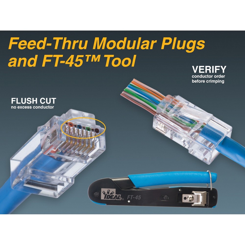 CAT-6 Feed-Thru RJ45 Mod Plugs 100 Pack