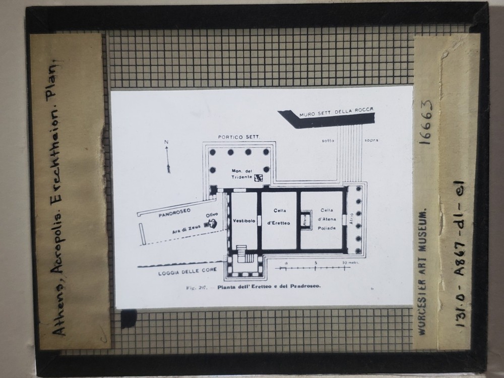 Plan, Erectheion, Acropolis, Athens, Greece, Magic Lantern Glass Slide