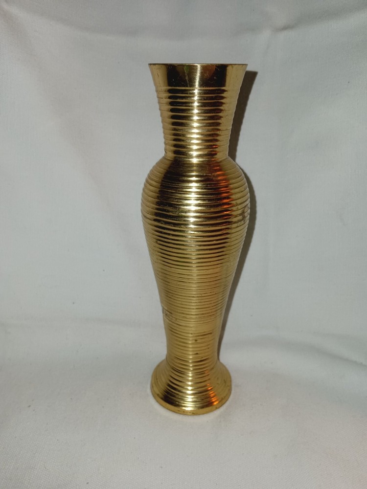 Vintage Brass Vase 8 In Tall