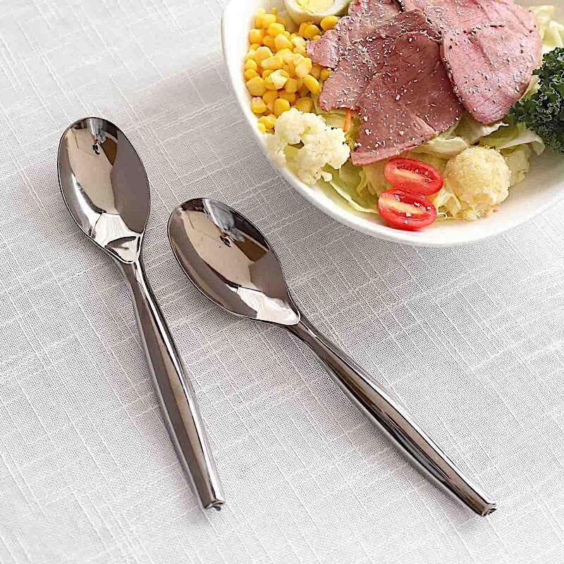 10 Silver 10" Heavy Duty Plastic Large Serving Spoons Party Events Tableware