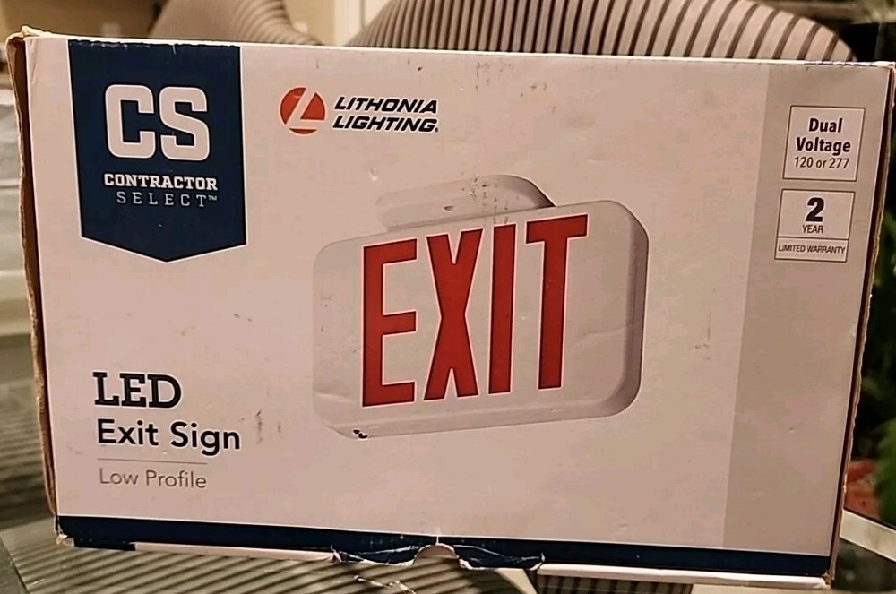 Lithonia Lighting LED Exit Sign ~ Contractor Select Dual Voltage Low Profile NIB