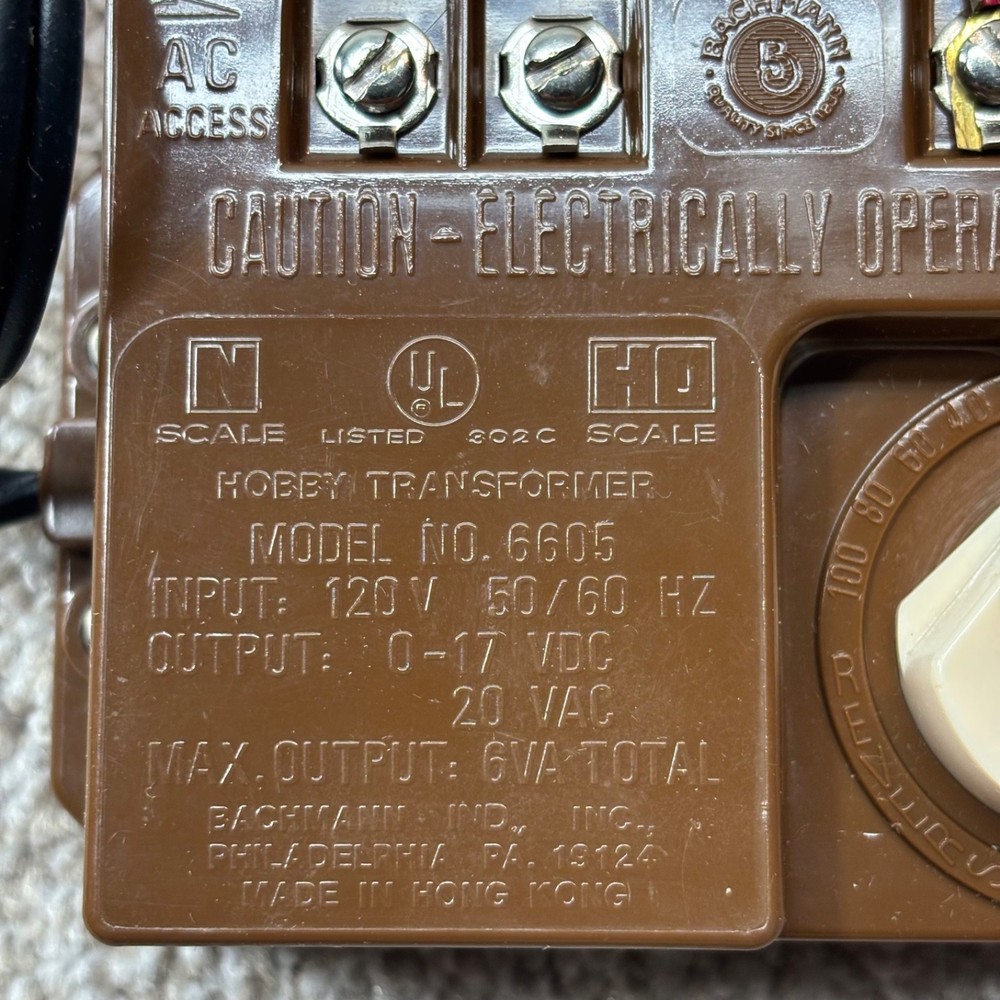 Bachmann HO Power House Power Pack Train Transformer Model AE44-6605 .