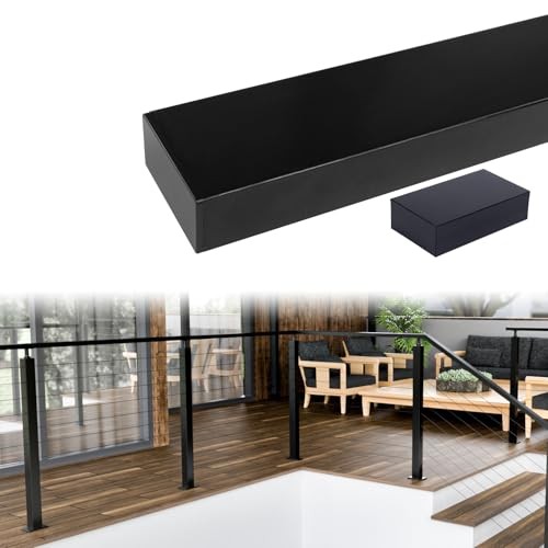 6'6" Aluminum Cable Railing Handrail Rectangular Handrail for 1 Pack Black
