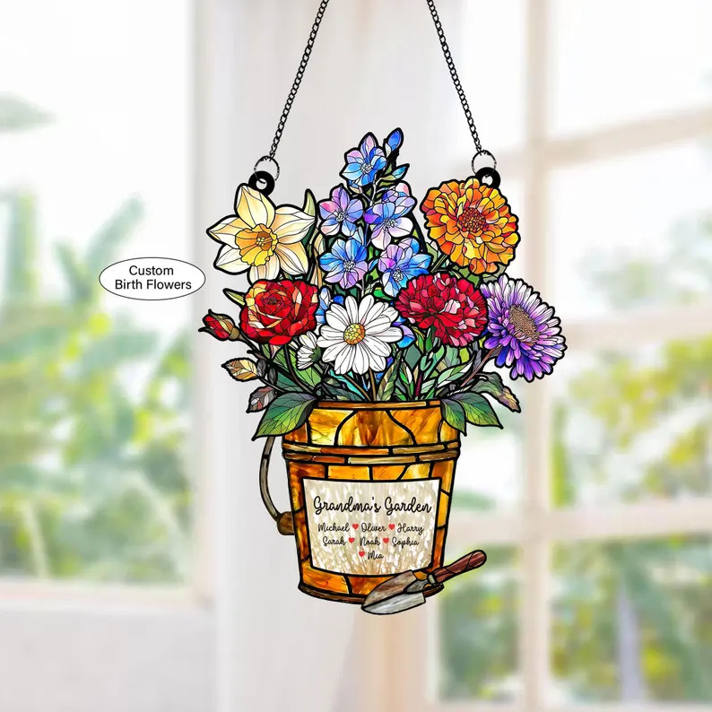 Custom Birth Flower Personalized Acrylic Suncatcher Gift