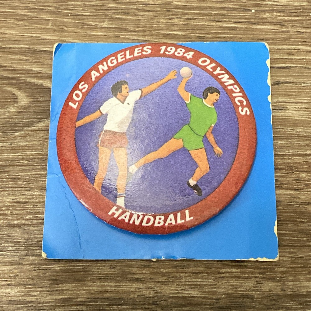 LOS ANGELES 1984 OLYMPICS HANDBALL - 2 INCHES  PINBACK BUTTON