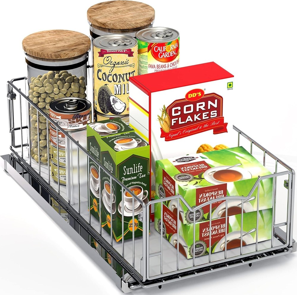 Simple Houseware Pull Out Cabinet Sliding Basket Chrome