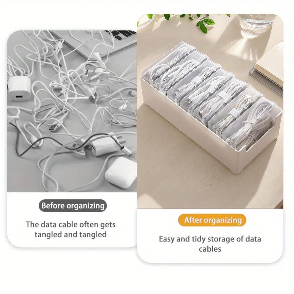 2 PCS Cable Organizer with 7 Clear Switch Case, Desktop Charger Cord Storage ...