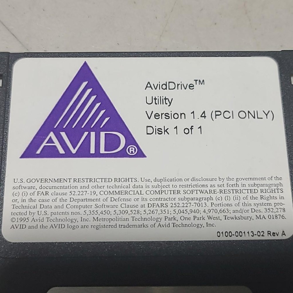 AVID Drive Utility Version 1.4 (PCI ONLY) Disk