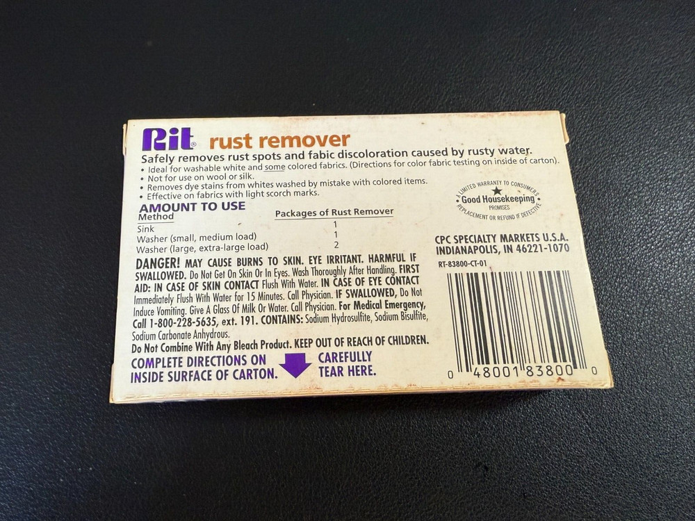 Vintage RIT Fabric Treatment RUST REMOVER