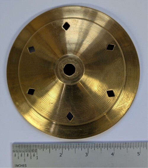 5" Round Solid Brass Lamp Vase Cap - VENTED