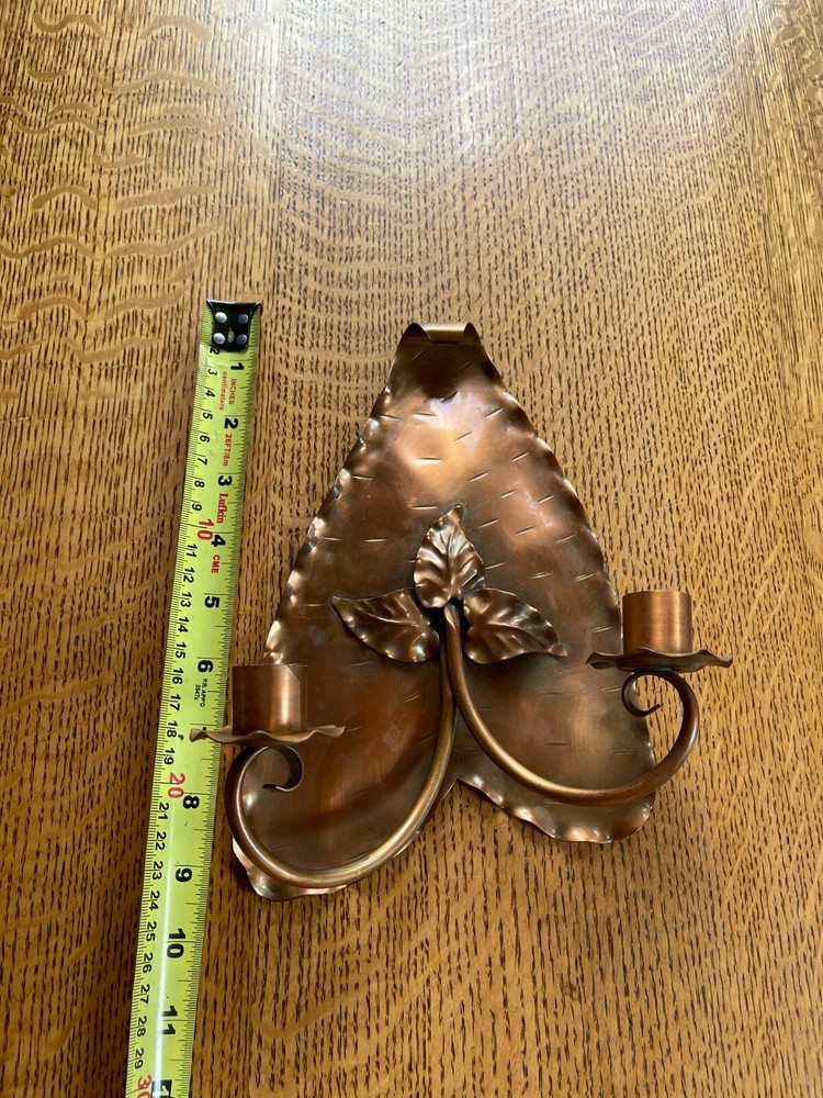 Vintage Hand Hammered Copper Gregorian Copper Wall Sconce Handmade Candlestick